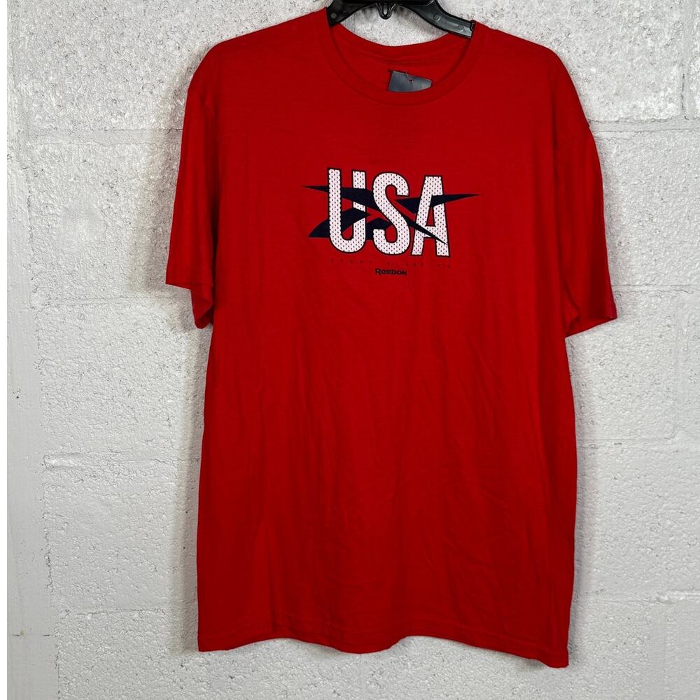 Reebok USA Graphic Cotton Short Sleeve T-shirt, Red  large